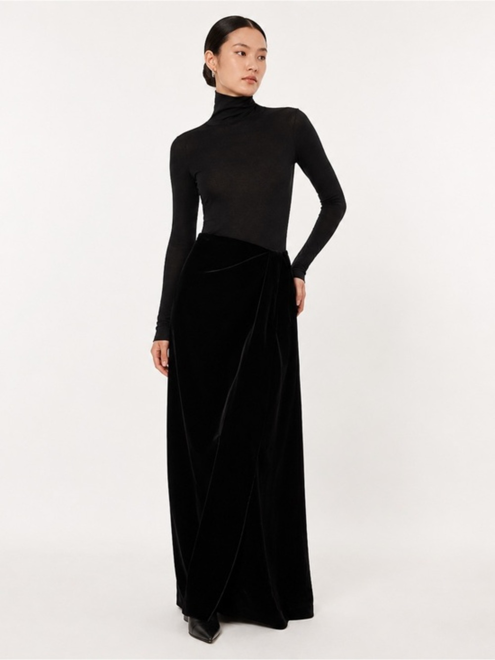 The Row Azelia Velvet Drape Side Black Maxi Skirt S (6)